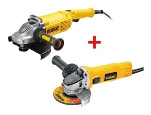 DeWalt DWE492DUO2 sarokcsiszoló készlet papírdobozban