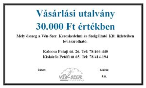 VÁSÁRLÁSI UTALVÁNY 30 000 FT ÉRTÉKBEN