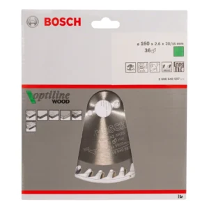 BOSCH Optiline Wood körfűrészlap, 160 x 20/16 x 2,6 mm, 36T